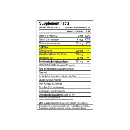 Cloma Pharma Methyldrene ECA 25 (Yellow) 100 caps